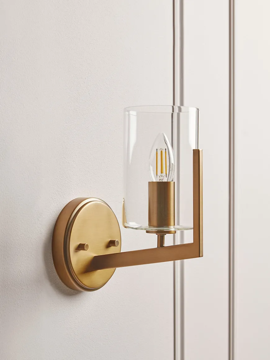Column Glass & Brass Wall Light