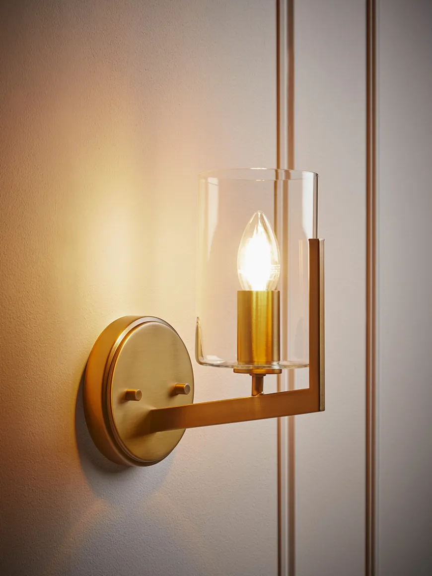 Column Glass & Brass Wall Light