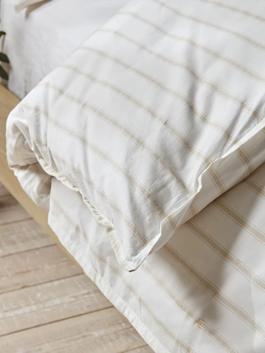 Cotton Double Duvet Cover Set - Chevron Stripe