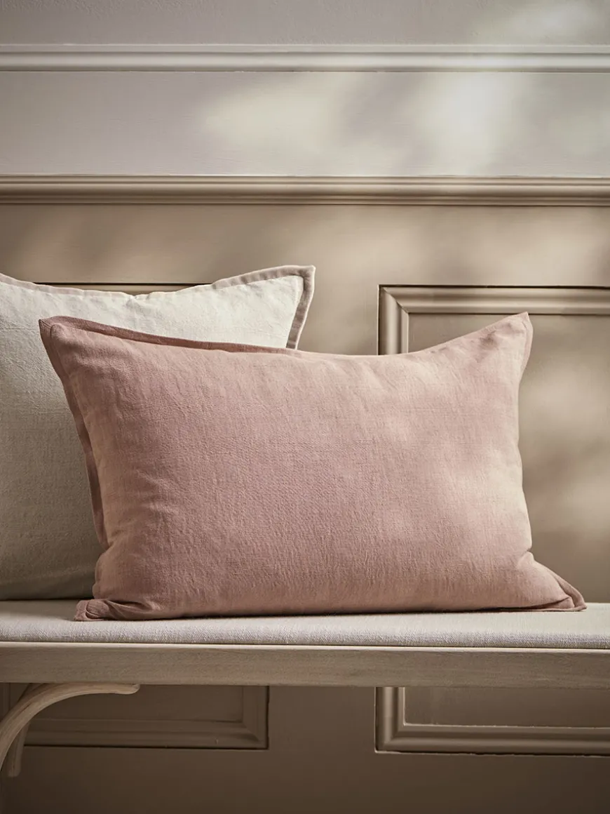 Cotton Linen Rectangular Cushion - Vintage Rose
