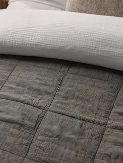 Cotton Quilted Bedspread - Slate Grey