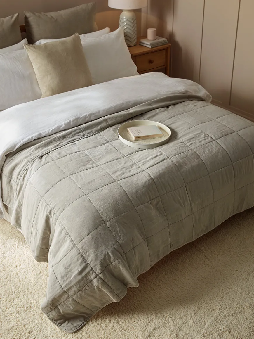 Cotton Quilted Bedspread - Swedish Grey