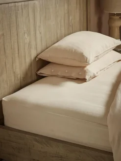 Cotton Super King Fitted Sheet- Flax