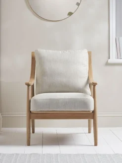 Curved Arm Mid Century Chair - Linen