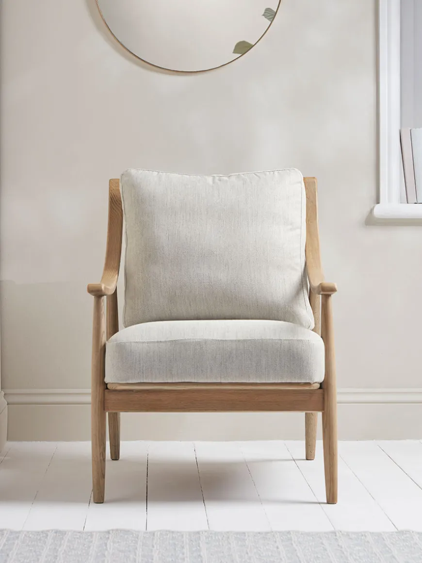 Curved Arm Mid Century Chair - Linen