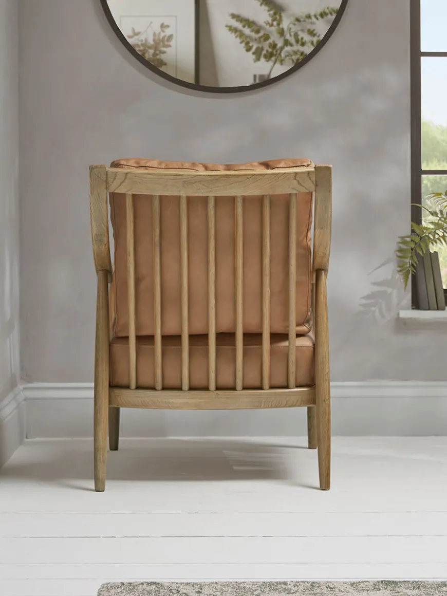 Curved Arm Mid Century Chair - Leather