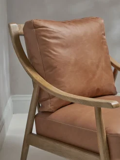 Curved Arm Mid Century Chair - Leather