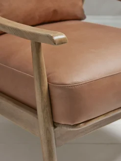 Curved Arm Mid Century Chair - Leather