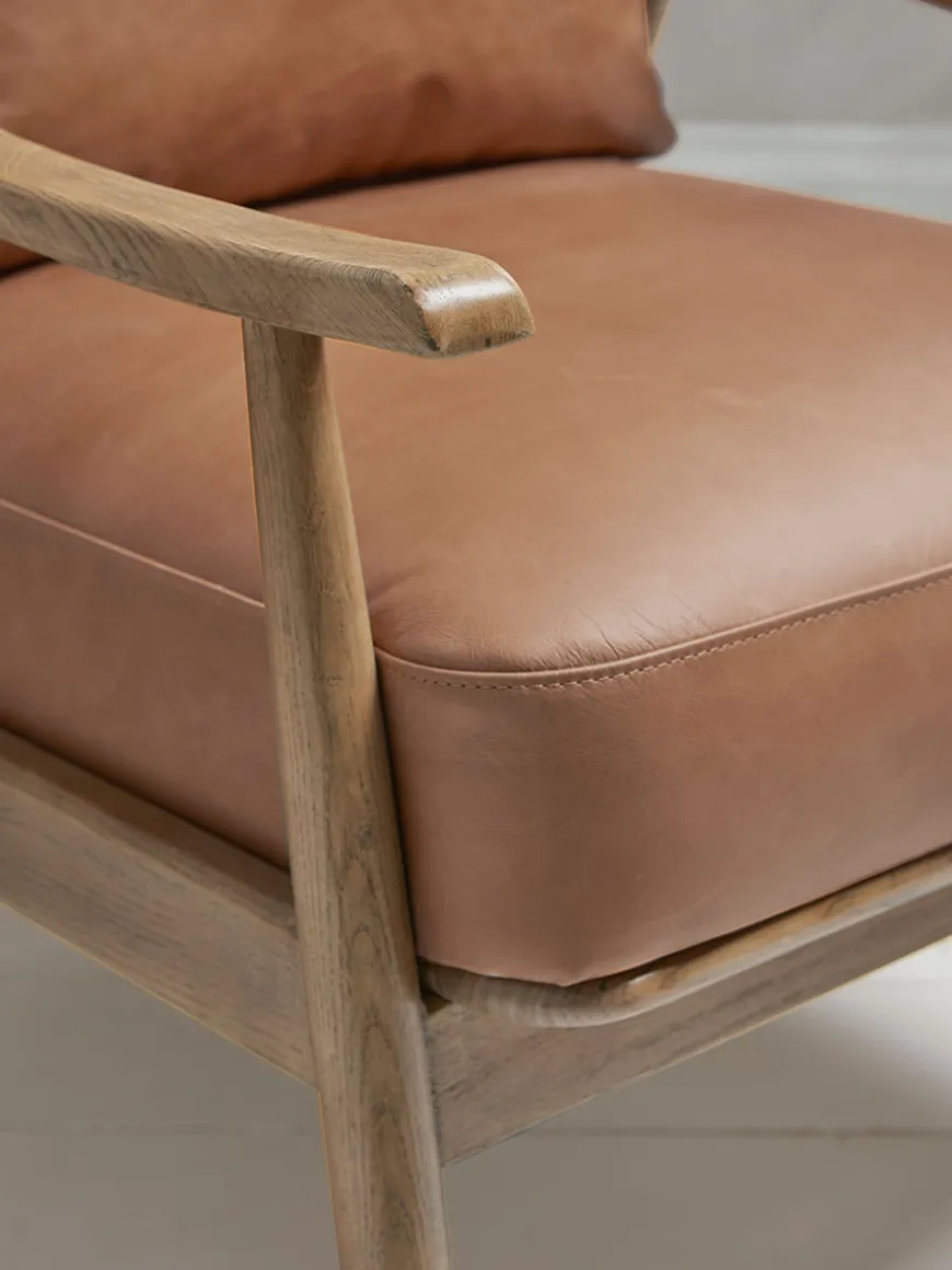 Curved Arm Mid Century Chair - Leather