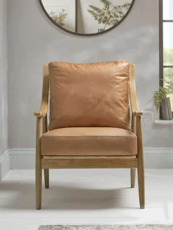 Curved Arm Mid Century Chair - Leather