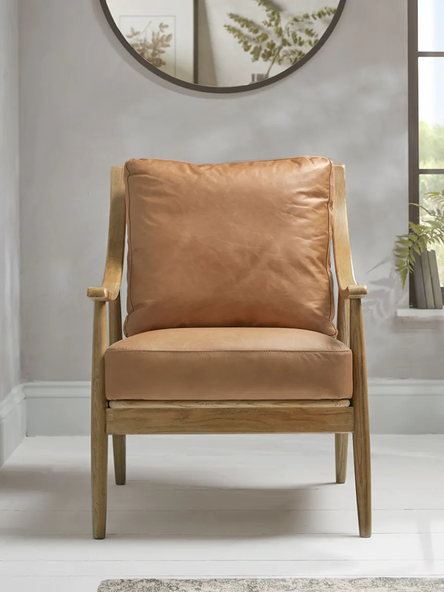Curved Arm Mid Century Chair - Leather