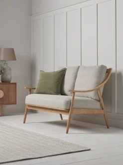 Curved Arm Mid Century Sofa - Linen