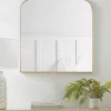 Curved Topped Wall Mirror - Brass