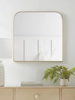 Curved Topped Wall Mirror - Brass