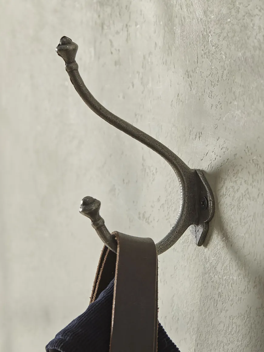 Decorative Double Coat Hook - Cast Iron