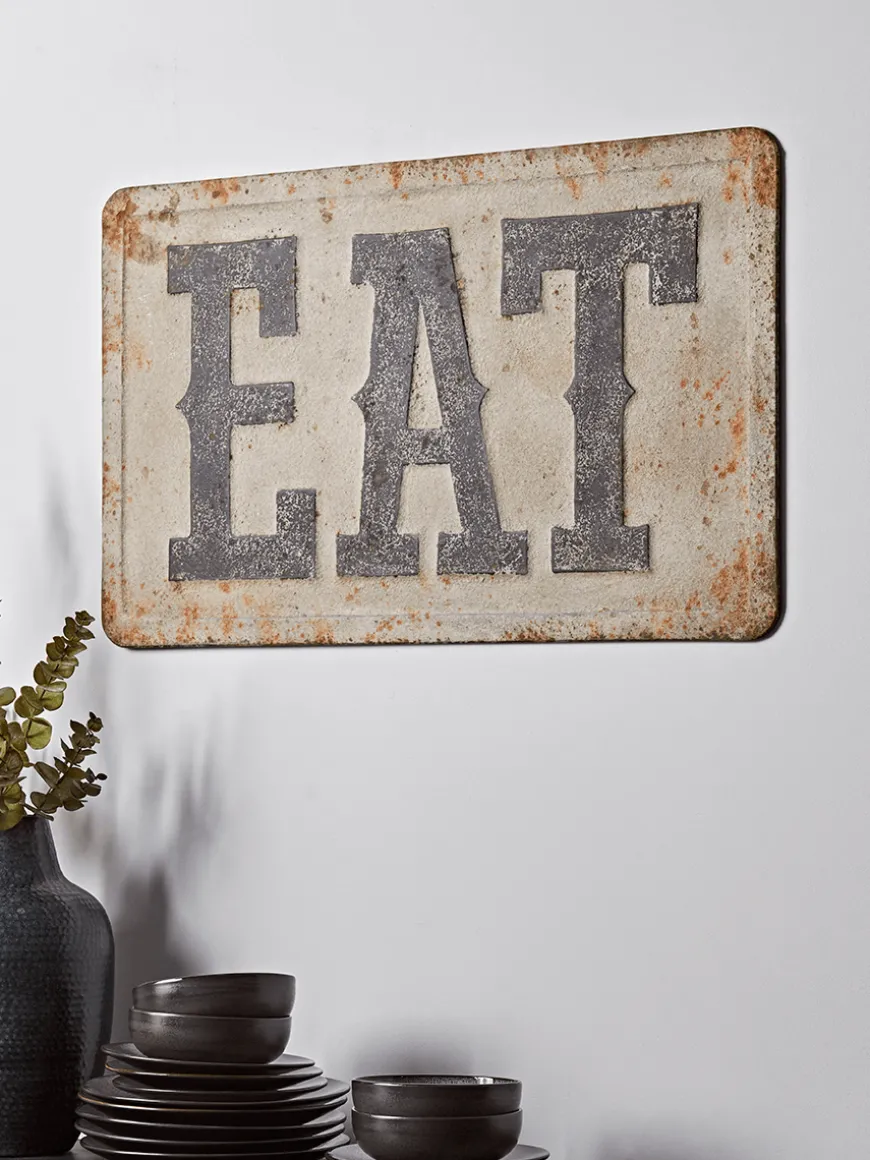 Distressed Metal Eat Sign