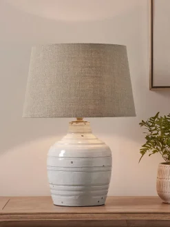 Distressed Whitewashed Table Lamp