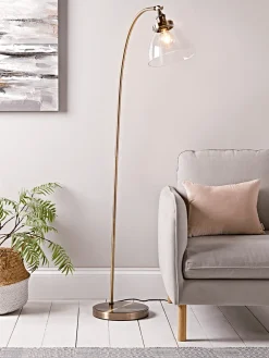 Domed Glass Floor Lamp - Brass