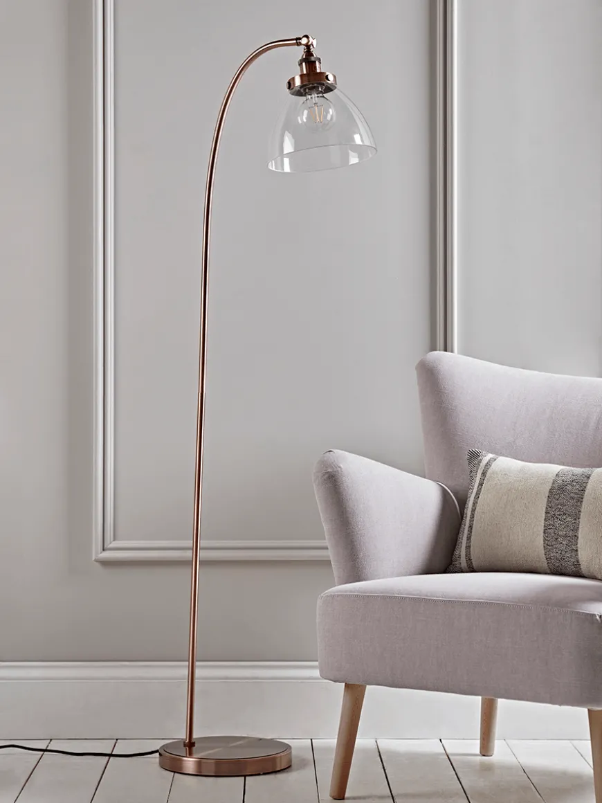 Domed Glass Floor Lamp - Copper
