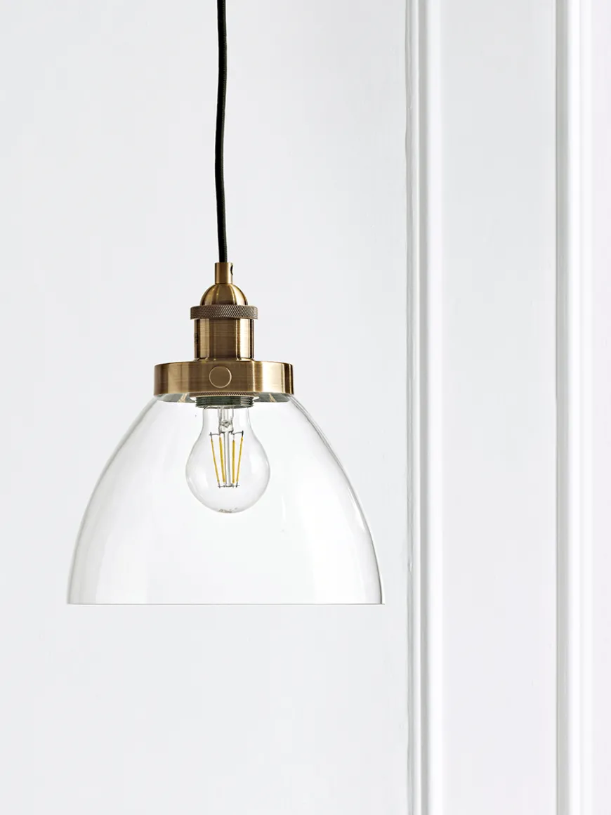 Domed Glass Pendant - Brass