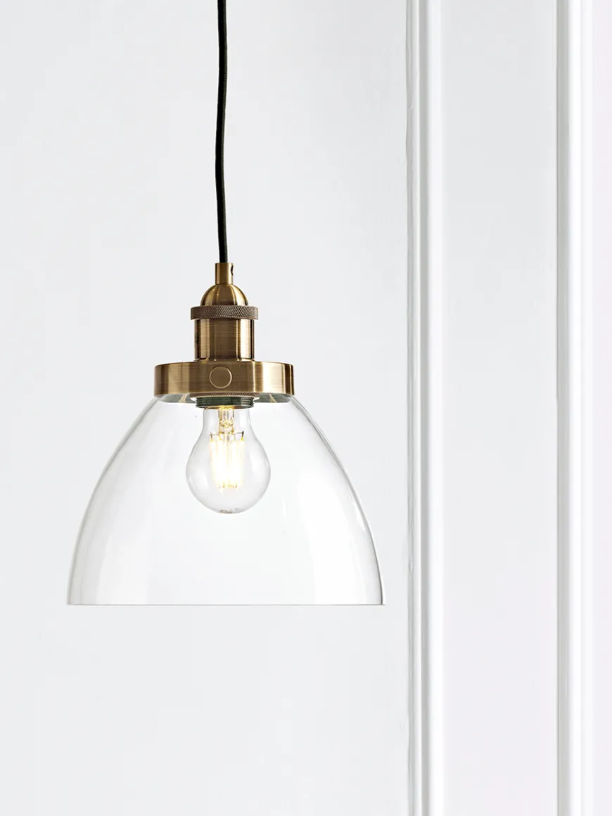 Domed Glass Pendant - Brass