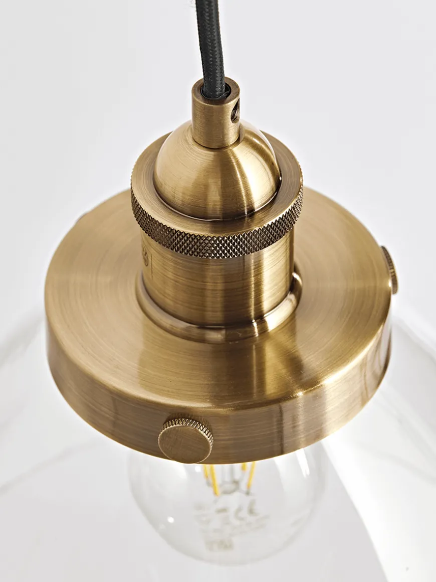 Domed Glass Pendant - Brass