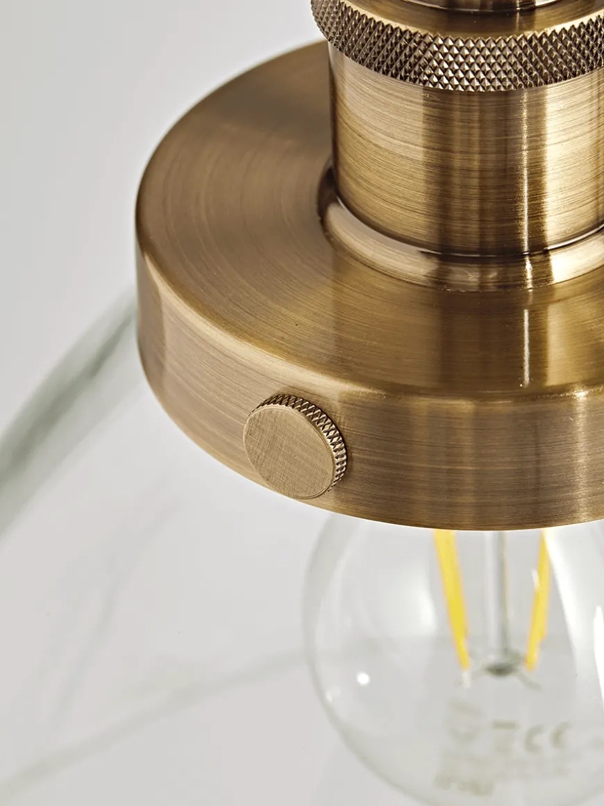 Domed Glass Pendant - Brass