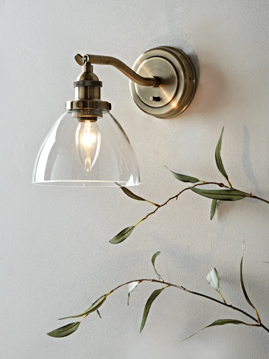 Domed Glass Wall Light - Brass
