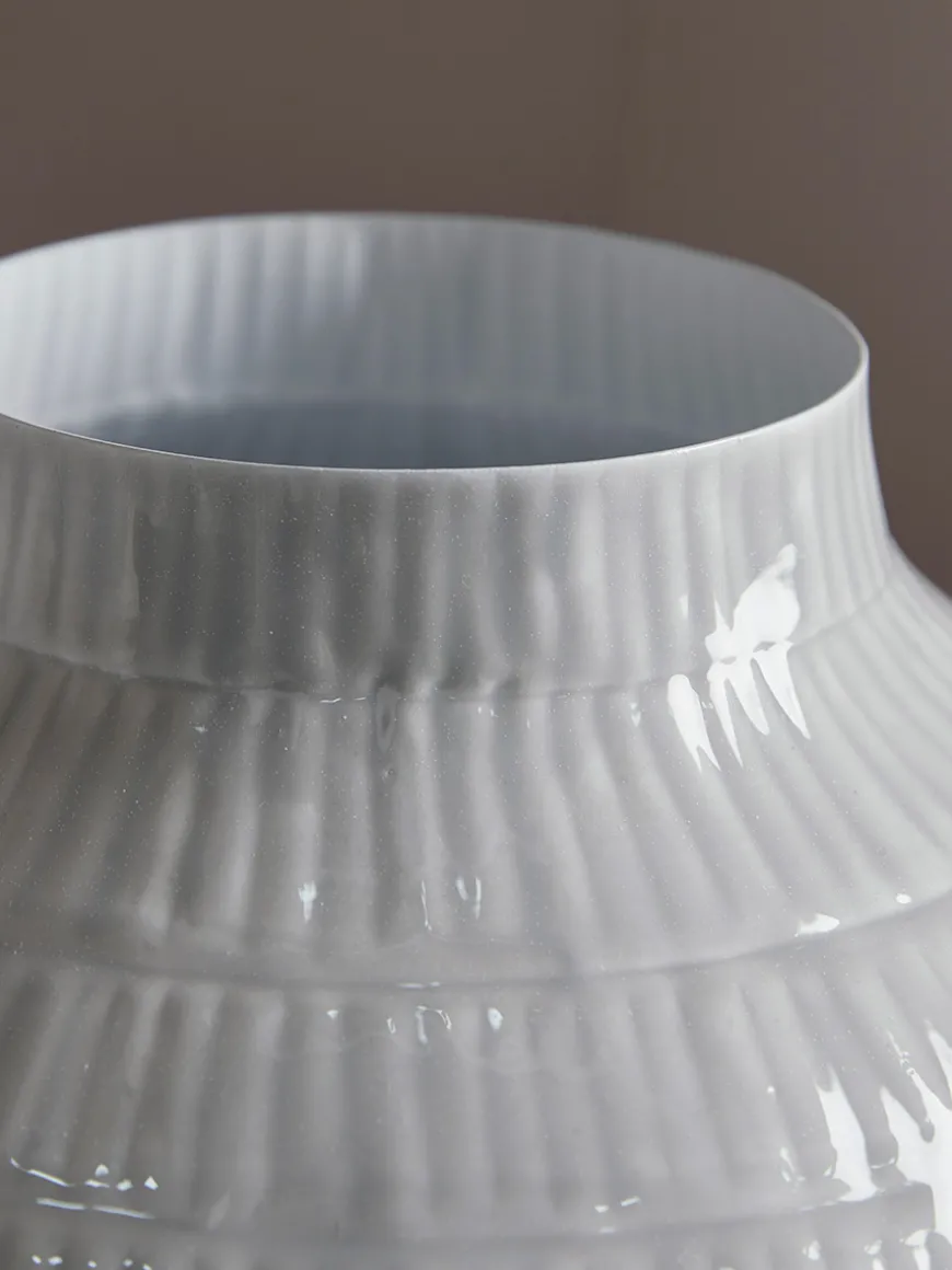 Etched Metal Vase - Grey