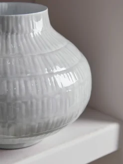 Etched Metal Vase - Grey