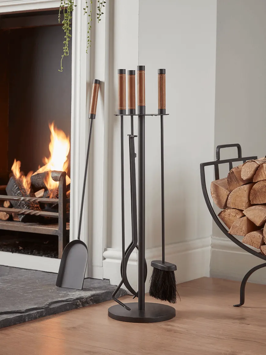 Faux Leather Fireside Set