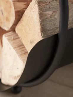 Faux Leather Handle Round Log Holder