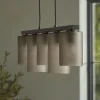 Five Ribbed Column Smoke Glass Pendant
