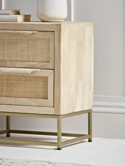 Flat Rattan Webbing Bedside Table