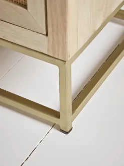 Flat Rattan Webbing Bedside Table