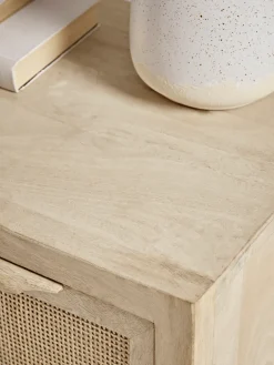 Flat Rattan Webbing Bedside Table