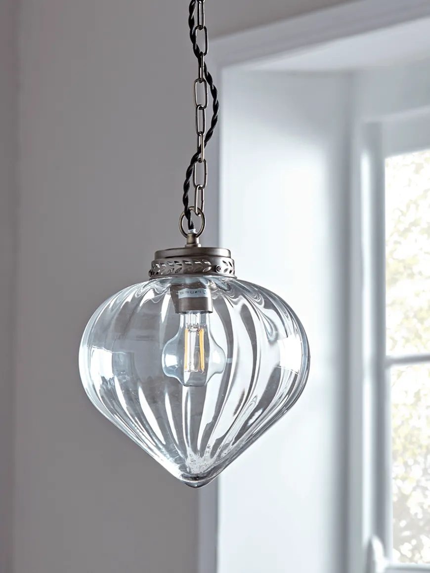 Fluted Droplet Glass Pendant