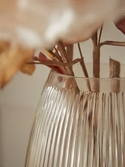Fluted Glass Vase - Amber
