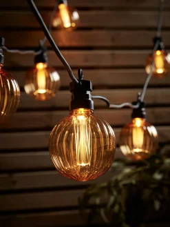 Fluted Globe Festoon Lights - Amber