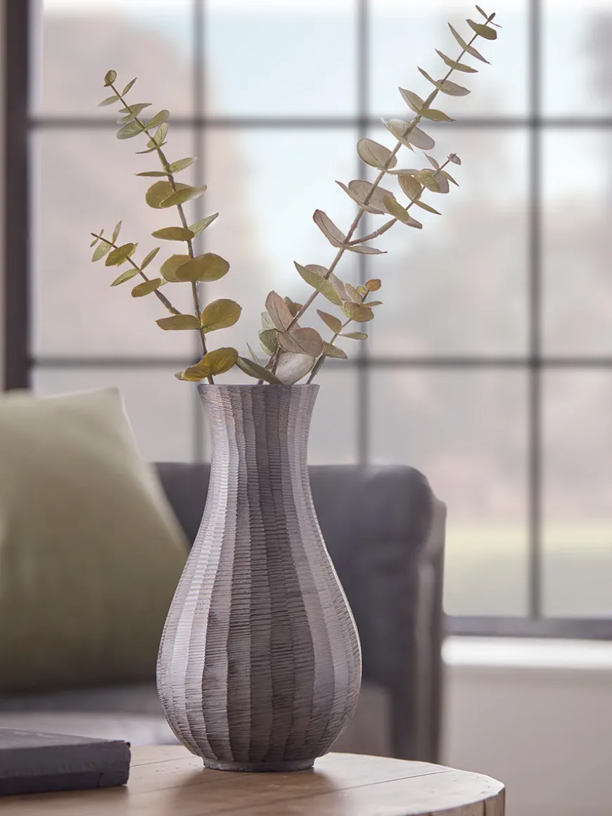 Fluted Metal Vase