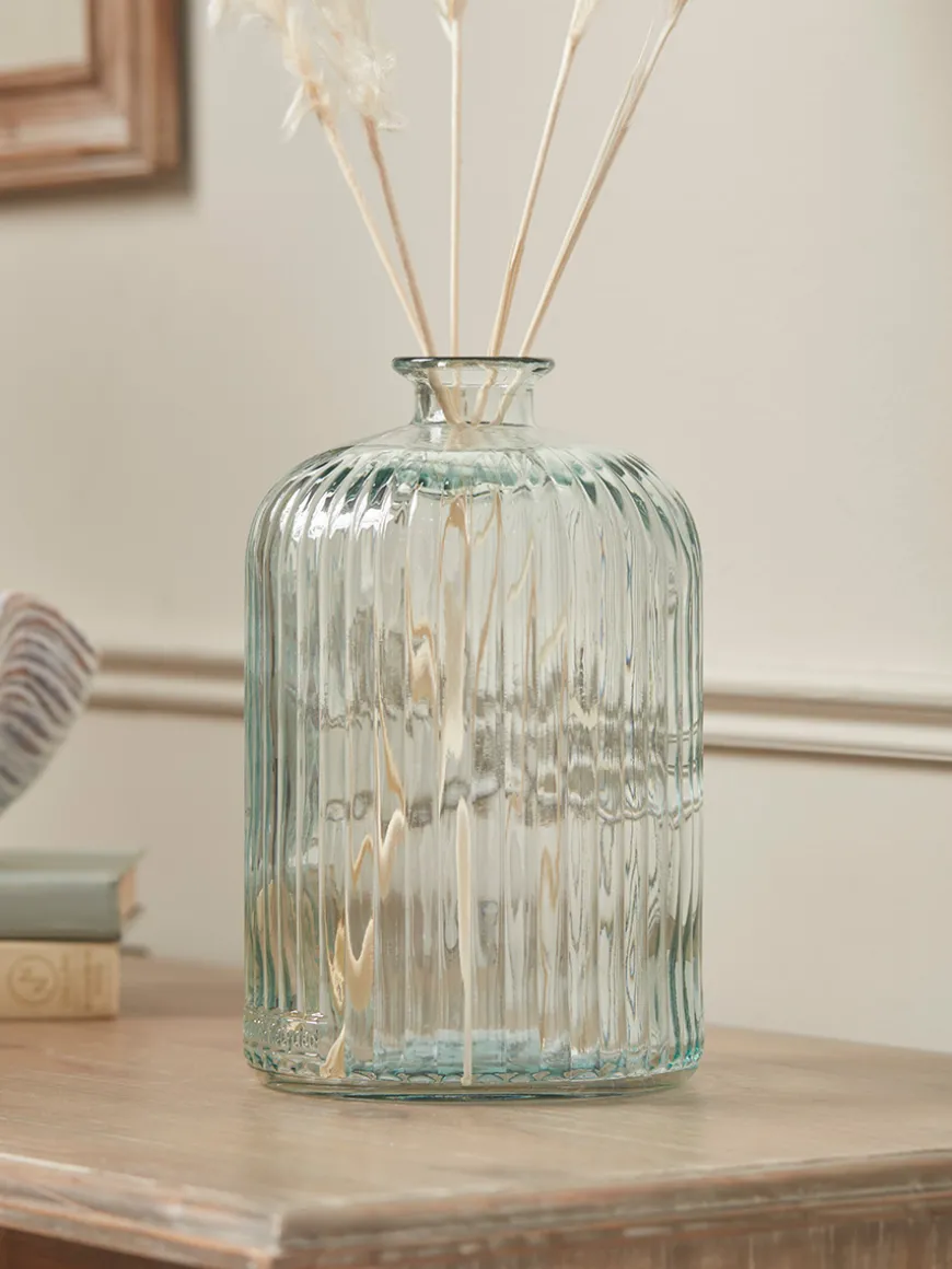 Fluted Recycled Glass Bottle Vase