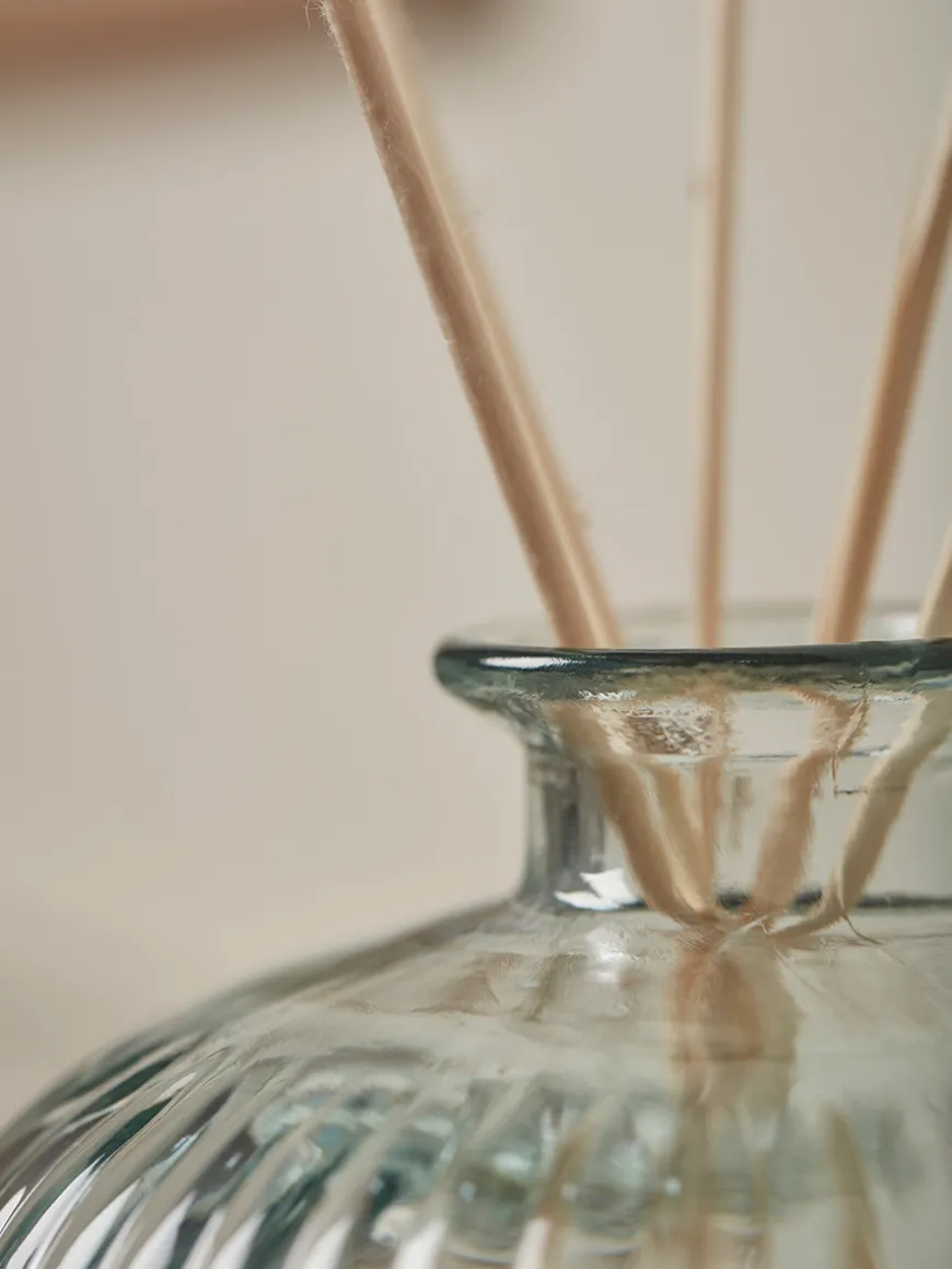 Fluted Recycled Glass Bottle Vase