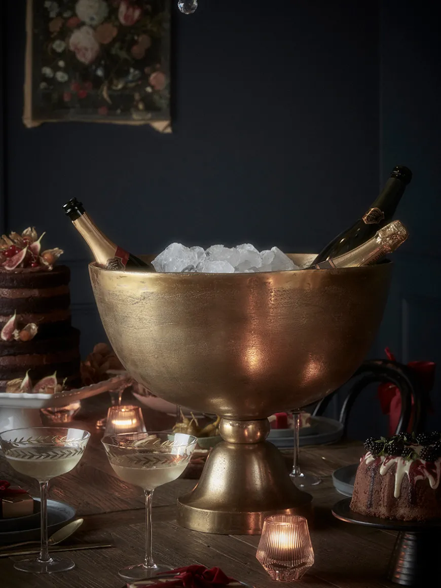 Footed Antique Brass Wine Cooler