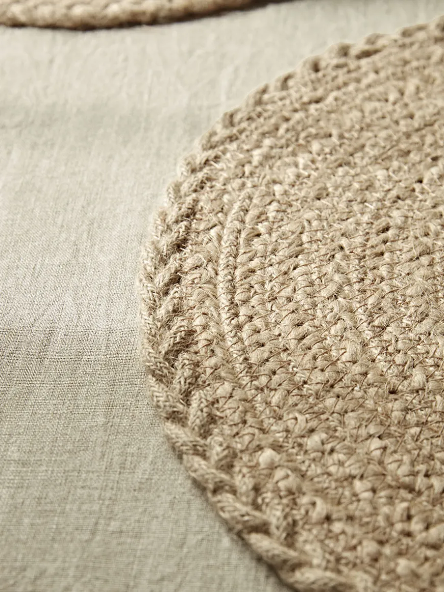 Four Braided Jute Placemats - Natural