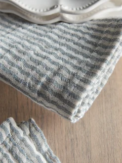 Four Cotton Napkins - Blue Stripe