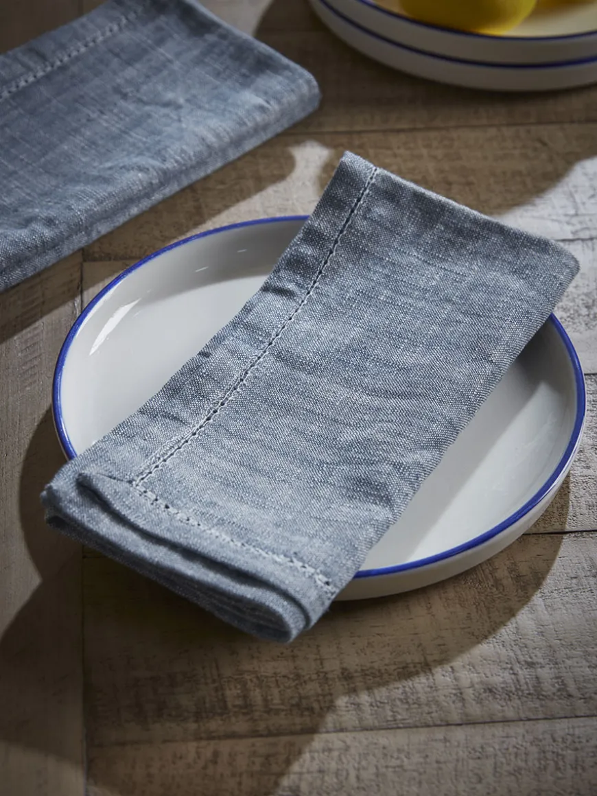 Four Cotton Napkins - Slate Blue