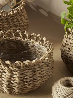 Four Decorative Seagrass Planters