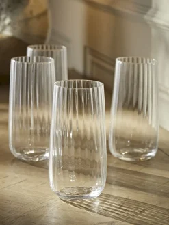 Four Fluted Highball Glasses