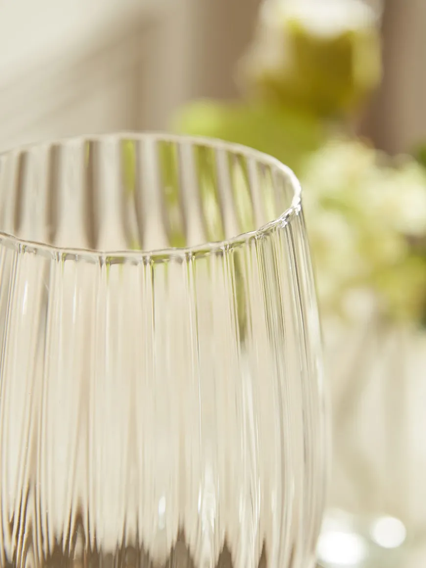 Four Fluted Wine Glasses