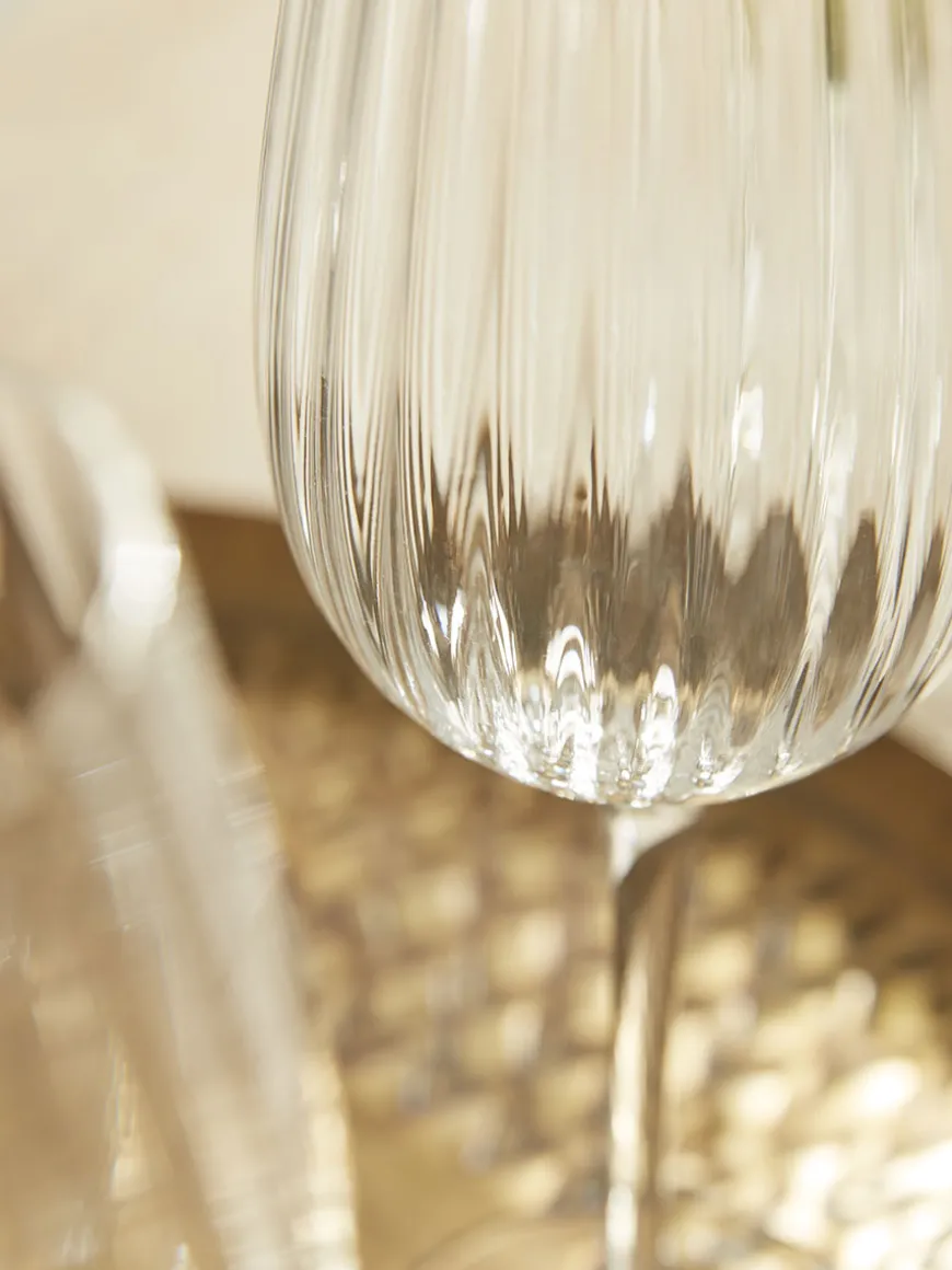 Four Fluted Wine Glasses
